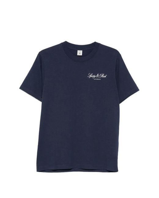 Sporty & Rich Blue Vendome La Logo-Print T-Shirt