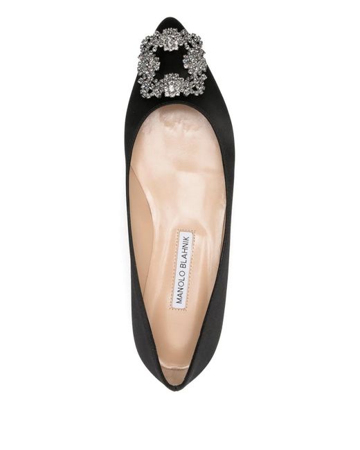 Manolo Blahnik Black Hangisiflat Embellished Pumps