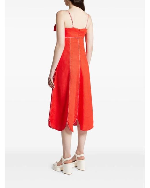 Vestido midi de lino Farm Rio de color Red