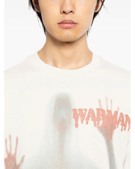 WARMAN White Graphic-Print T-Shirt for men