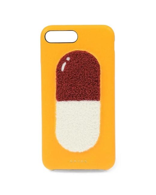 Chaos Orange Pill-Patch Leather Iphone Case