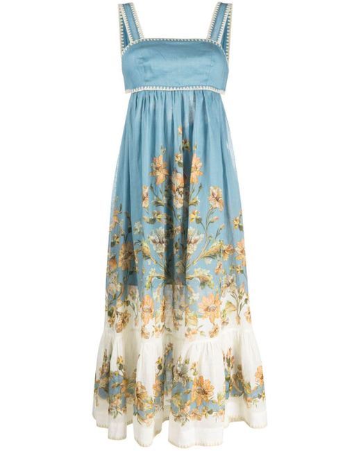 Zimmermann Maxi-jurk Met Bloemenprint in het Blue