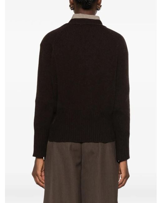 Aragona Black V-Neck Button-Up Cardigan
