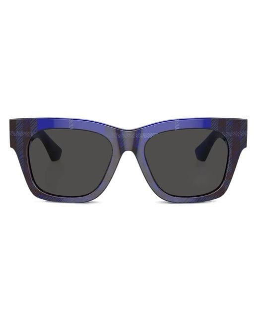 Burberry Geruite Zonnebril Met Wayfarer Montuur in het Blue