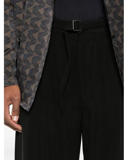 Giorgio Armani Black Belt Pleated Trousers for men