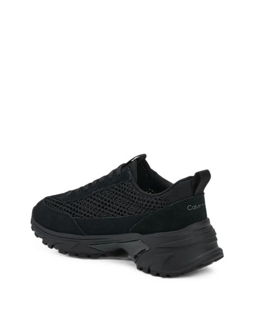 Calvin Klein Black Mesh-Panelled Chunky Sneakers