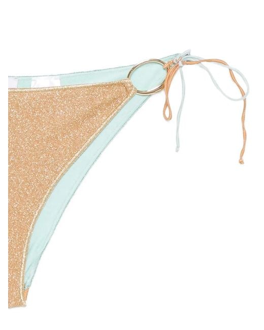 Oseree White Glitter-Effect Ring-Detail Bikini