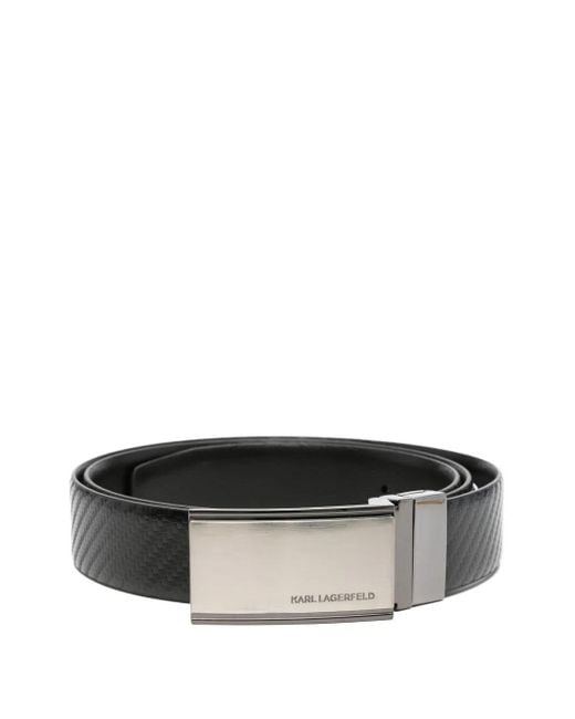 Karl Lagerfeld Black Textured Leather Belt for men