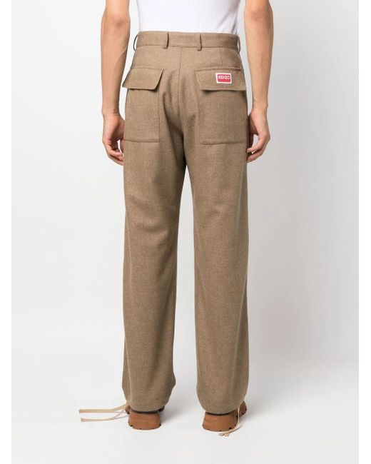 メンズ KENZO ロゴパッチ カーゴパンツ Natural