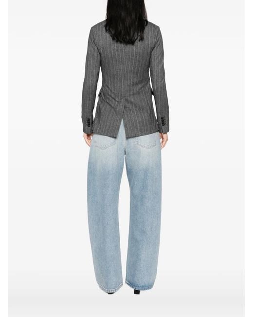Circolo 1901 Gray Pinstripe-Patten Double-Breasted Blazer