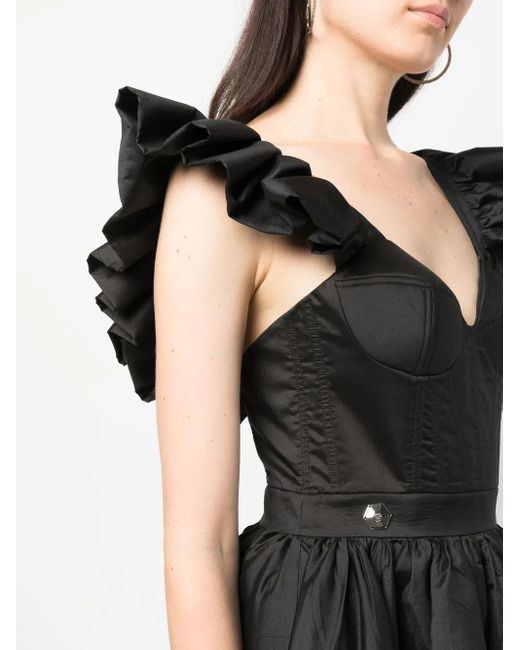Philipp Plein Black Ruffled Mini Dress