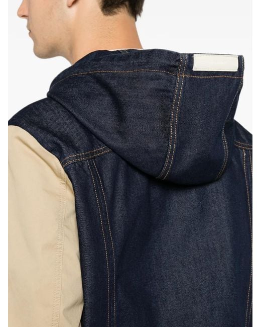 Yes London Blue Veste Bomber En Jean À Capuche for men
