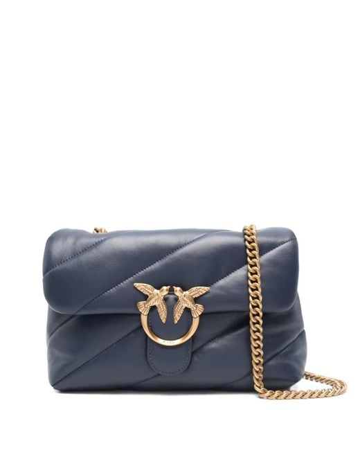Pinko Blue Classic Love Bag Puff Maxi Quilt Bird-Embellished Shoulder Bag