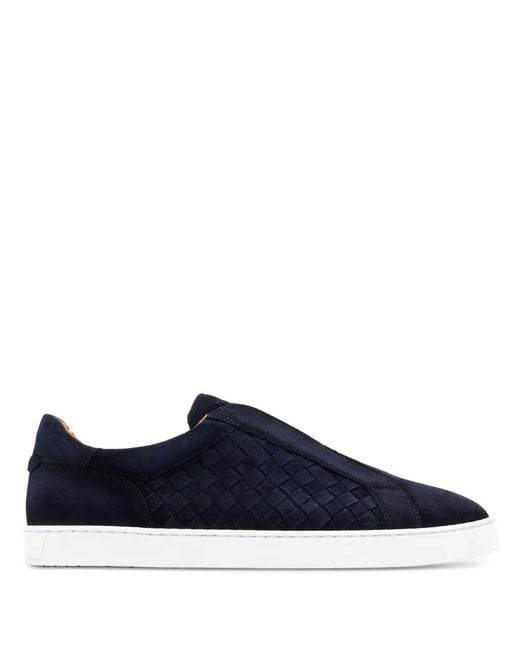 Magnanni Shoes Blue Woven Suede Sneakers for men