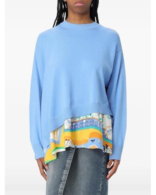 Moschino Blue Asymmetric-Hem Layered Sweater