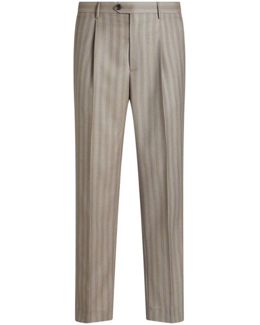 Etro Gray Striped Tailored Trousers for men