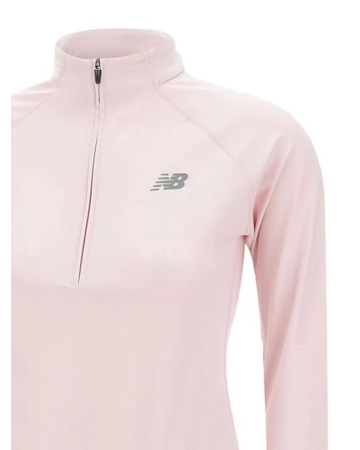 New Balance Pink Half-Zip Long-Sleeve Top