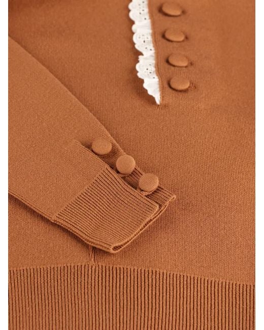 Chloé White High-Neck Sweater With Button Closure