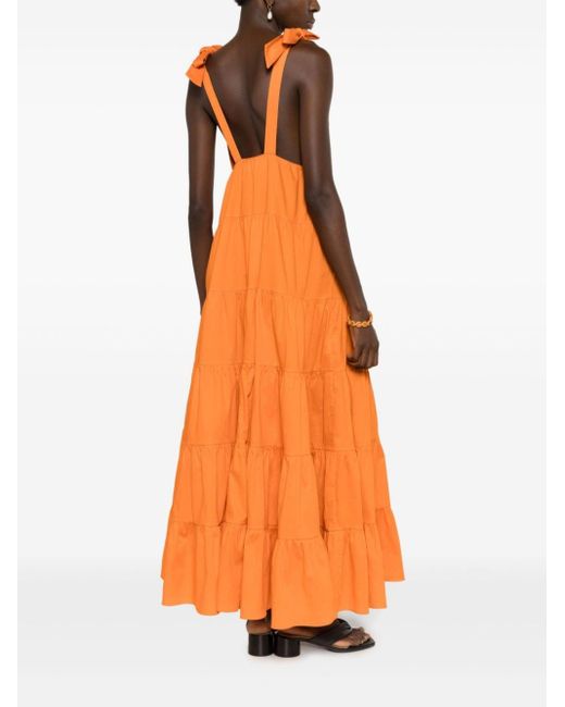 Adriana Degreas Orange V-neck Midi Dress