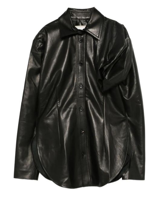 Litkovskaya Black Buttoned Leather Shirt