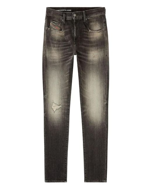 DIESEL Gray D-Strukt Ripped Slim Jeans for men