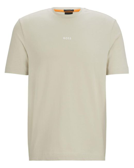 T-shirt en coton à logo en relief Boss pour homme en coloris Natural