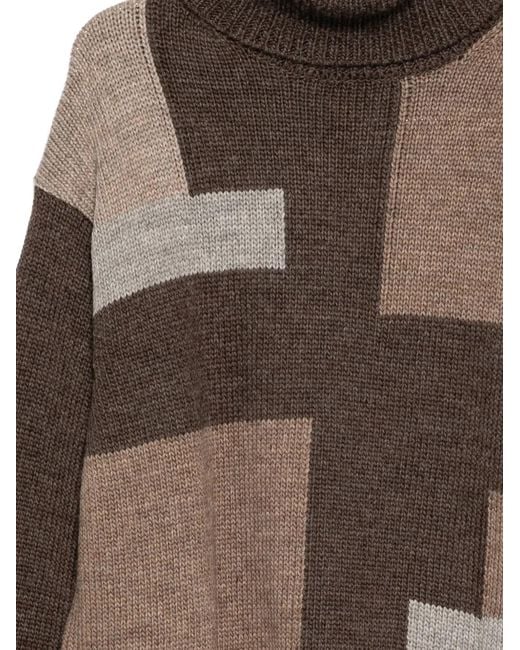 Yohji Yamamoto Brown Patchwork Sweater for men