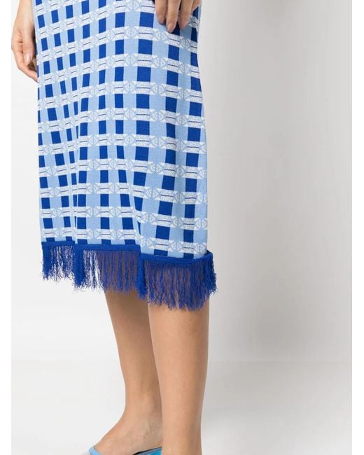Baum und Pferdgarten Blue Check-Pattern Knitted Skirt