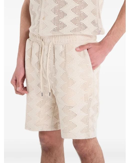 Guess Natural Zigzag-Pattern Drawstring Shorts for men