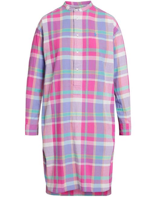 Polo Ralph Lauren Pink Check-print Poplin Shirt Dress