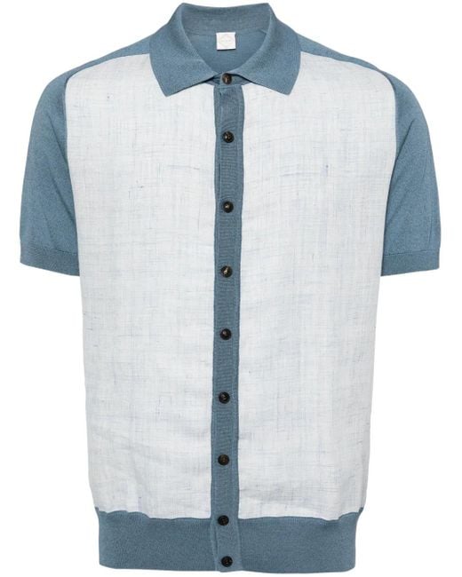 Pal Zileri Blue Knitted-Panel Shirt for men