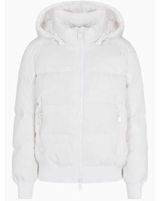 ARMANI EXCHANGE White Zip-Up Puffer Jacket