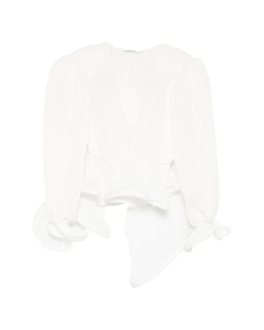 ROWEN ROSE White V-Neck Blouse