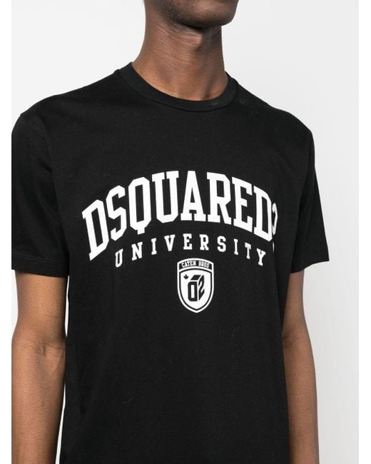 DSquared² College Print T -Shirt in Black für Herren