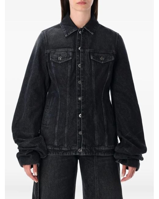 Giacca Denim Con Maniche A Palloncino di Jean Paul Gaultier in Black