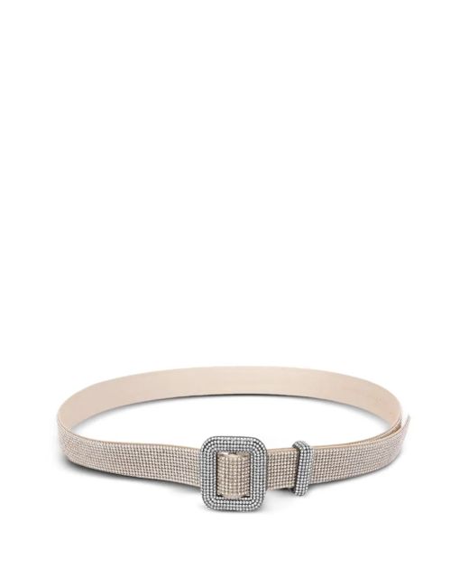 Benedetta Bruzziches White Crystal-Embellished Buckle Belt
