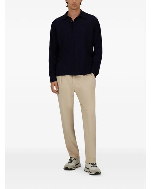 Herno Blue Long-Sleeved Polo Shirt for men