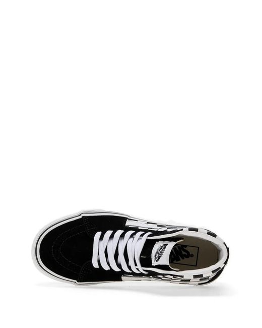 Vans White Sk8-Hi Check Sneakers