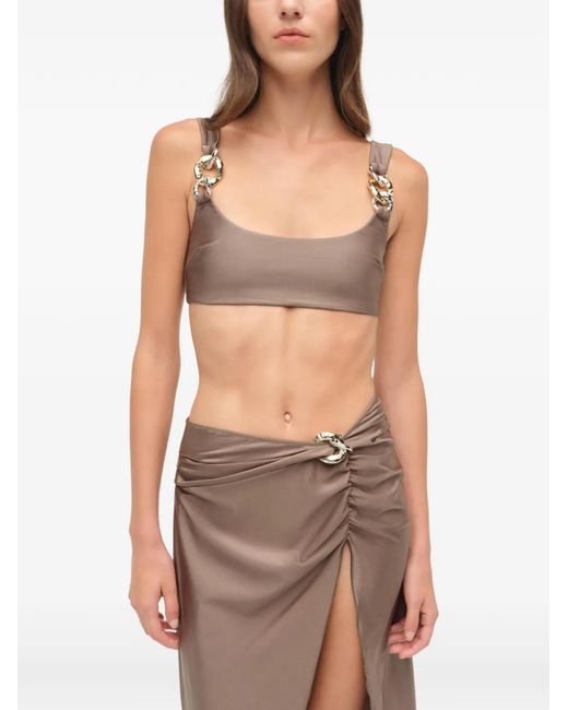 Jonathan Simkhai Brown Kora Satin Wrap Midi Skirt