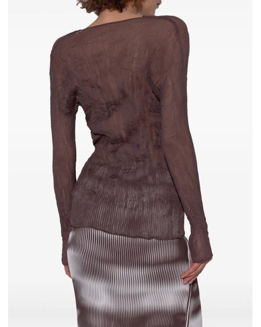 Issey Miyake Brown Chiffon Top