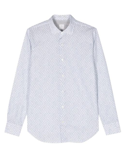 Eleventy White Copy Of Paisley-Print Button-Up Shirt for men