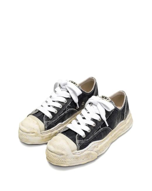 Maison Mihara Yasuhiro Black Hank Bleach-Denim Low-Top Sneakers