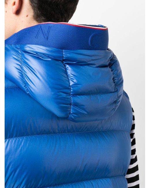 Moncler Blue Quilted Hooded Down Gilet for men