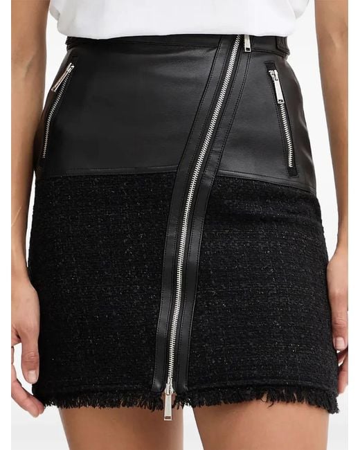 Karl Lagerfeld Black Zip Faux-Leather Mini Skirt
