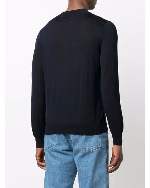 Barba Napoli Blue Crew-Neck Knit Jumper for men