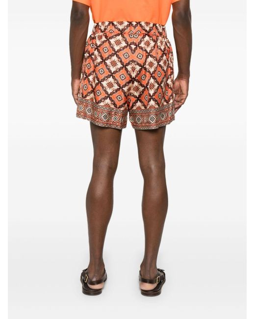 Etro Orange Bandana-print Silk Shorts for men