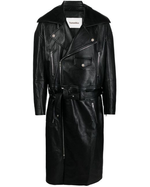 Nanushka Black Ross Convertible Leather Coat for men