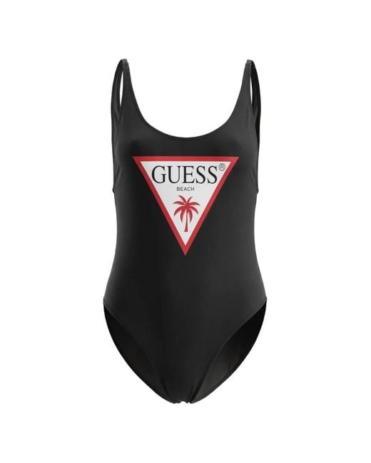 Guess Black Logo-Print Swimsuit