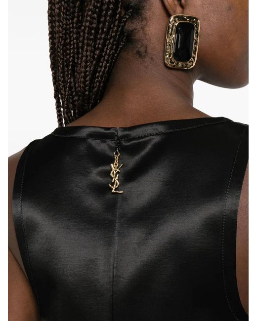 Saint Laurent Black Cassandre Pleated Top