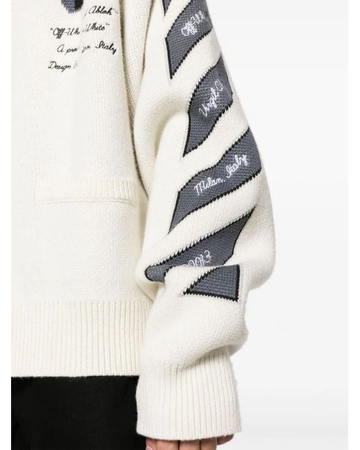 Off-White c/o Virgil Abloh Natural 'Varsity Knit Cardigan, Long Sleeves, Cream/, 100% Cotton, Size: Small for men